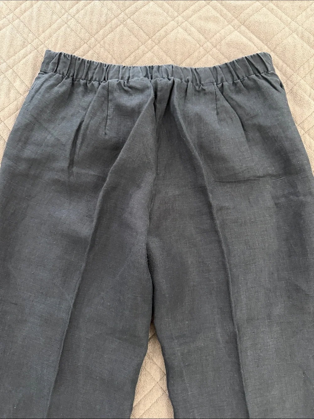 Zara Black Linen Trousers/Pants with Pom Trim size L